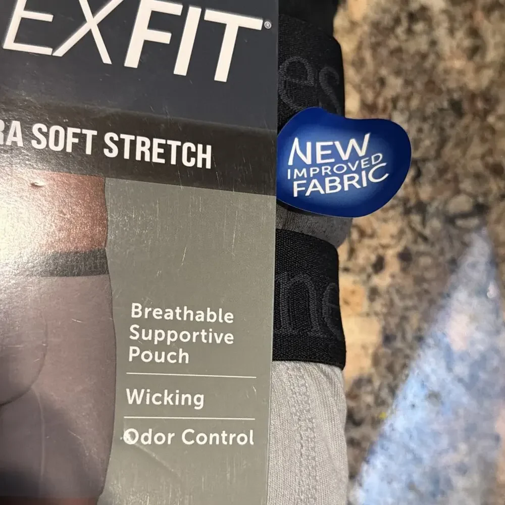 Hanes Comfort Flex Fit Ultra Soft Gray Black 3-Pack Boxer Briefs 2XL NEW